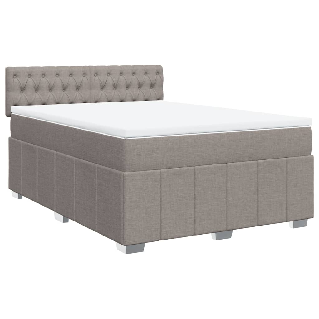 Sommier à lattes de lit avec matelas Taupe 140x190 cm Tissu - XIOS