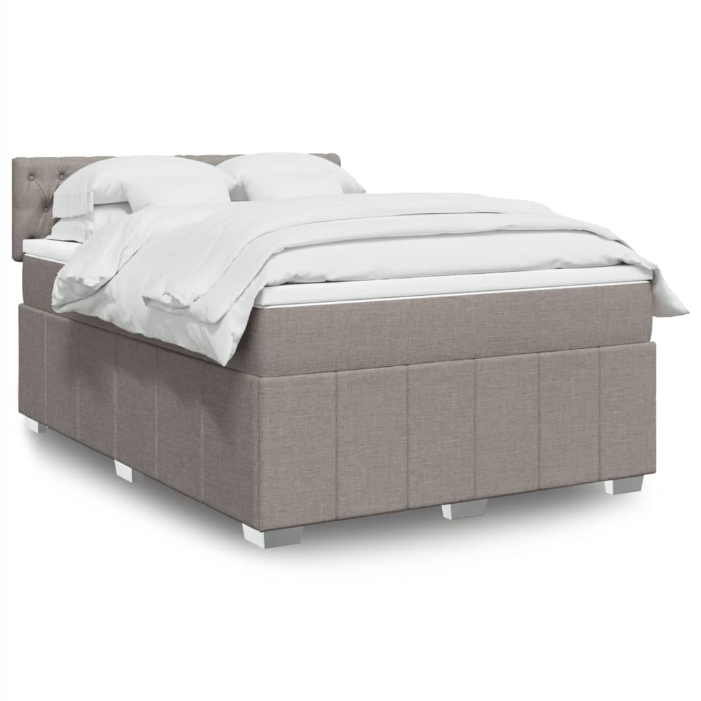 Sommier à lattes de lit avec matelas Taupe 140x190 cm Tissu - XIOS