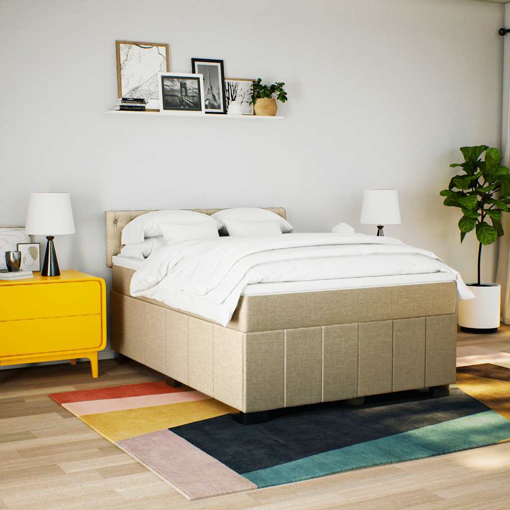 Sommier à lattes de lit avec matelas Crème 140x190 cm Tissu - XIOS