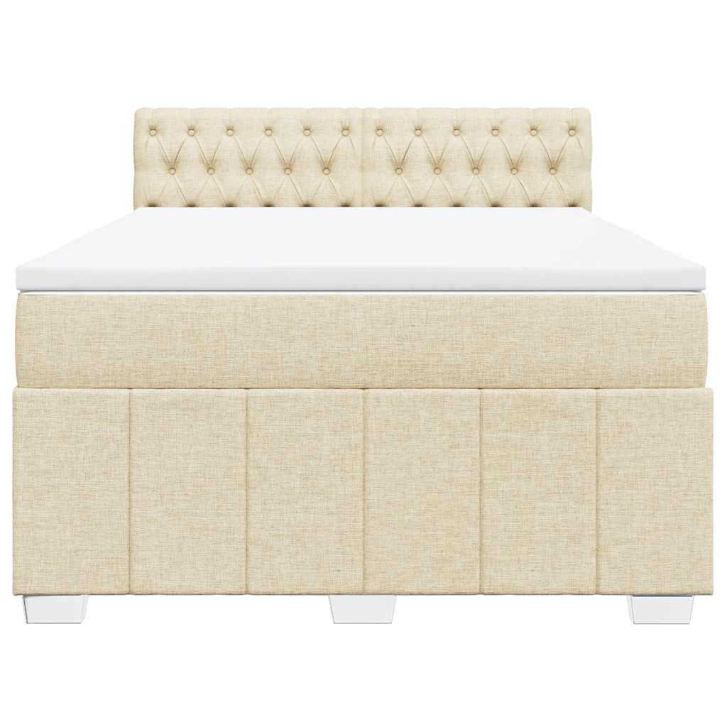 Sommier à lattes de lit avec matelas Crème 140x190 cm Tissu - XIOS