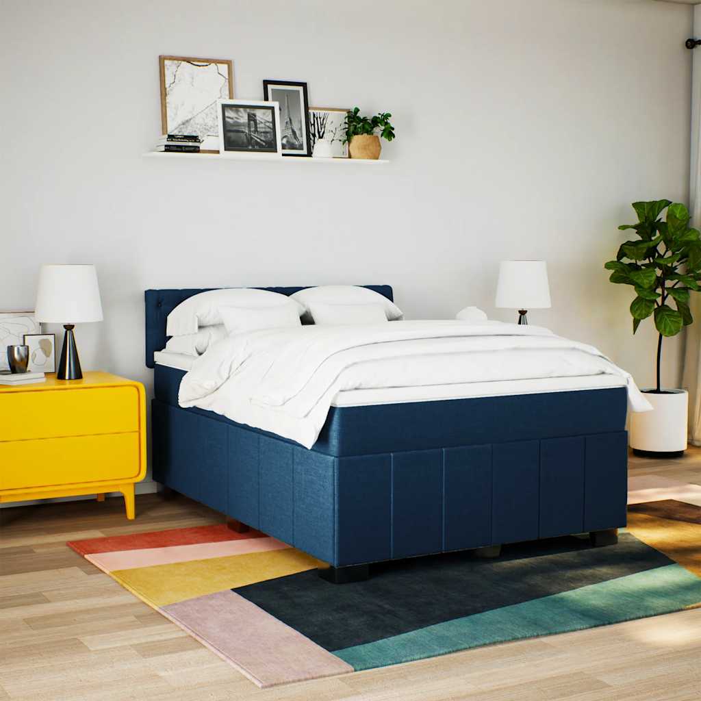 Sommier à lattes de lit avec matelas Bleu 140x190 cm Tissu - XIOS