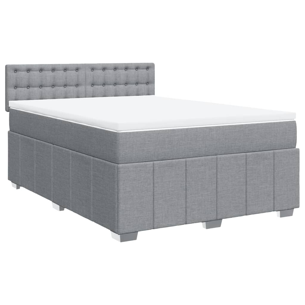Sommier à lattes de lit avec matelas Gris clair 140x190cm Tissu - XIOS