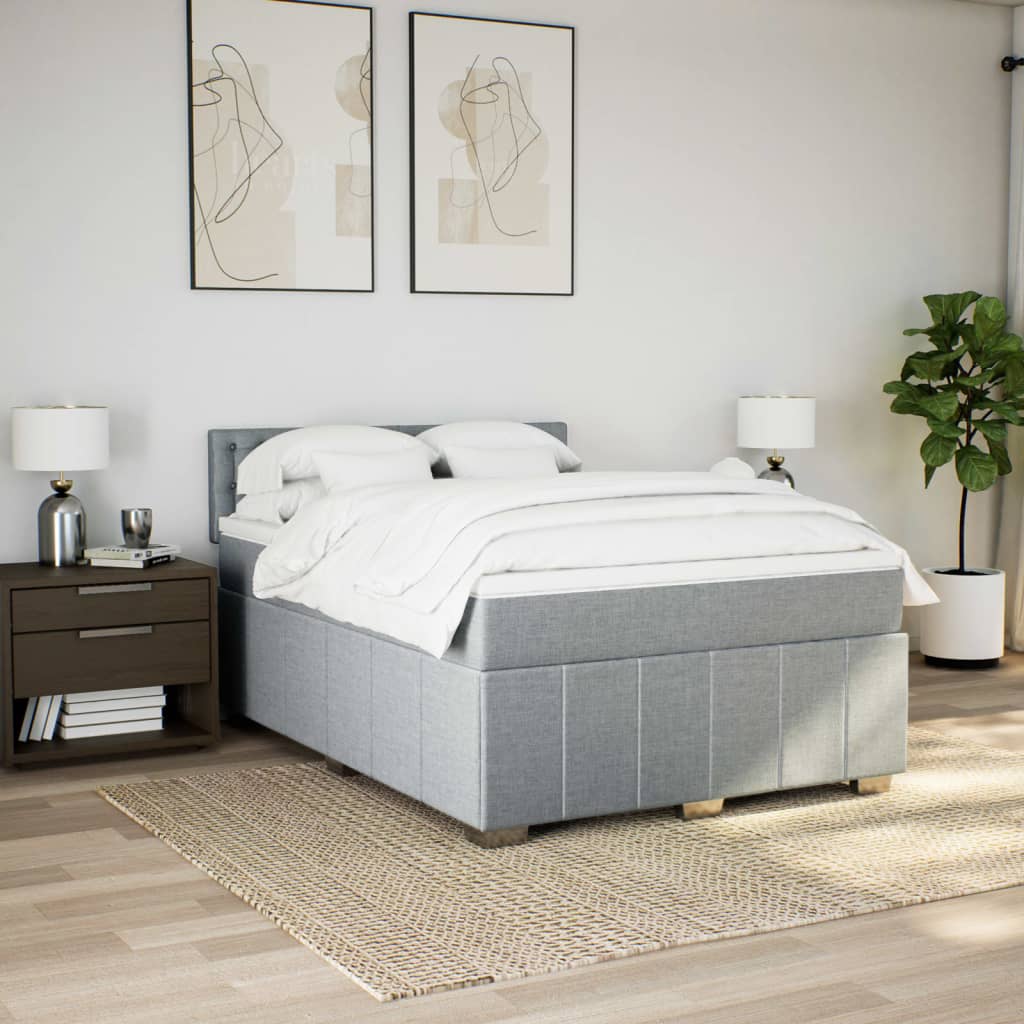 Sommier à lattes de lit avec matelas Gris clair 140x190cm Tissu - XIOS