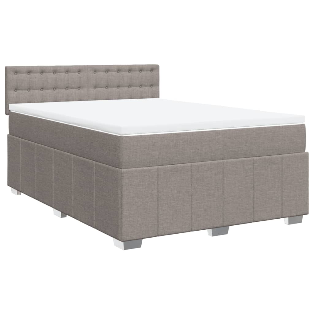 Sommier à lattes de lit avec matelas Taupe 140x190 cm Tissu