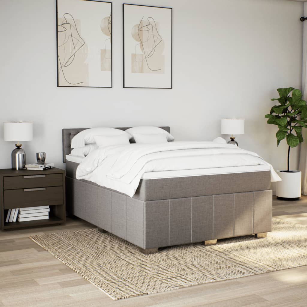 Sommier à lattes de lit avec matelas Taupe 140x190 cm Tissu