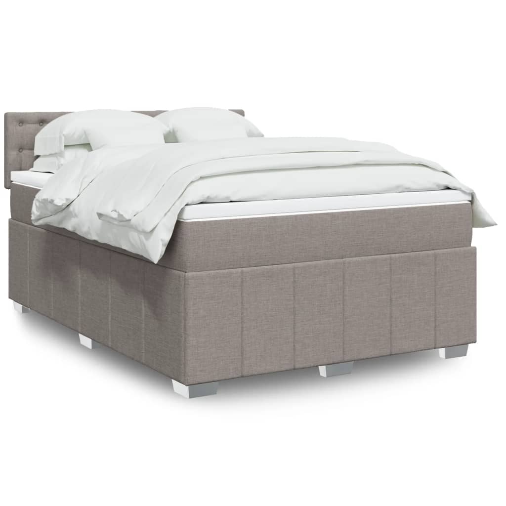 Sommier à lattes de lit avec matelas Taupe 140x190 cm Tissu