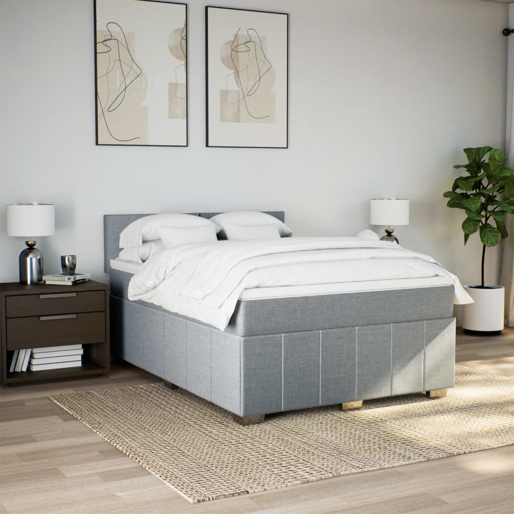 Sommier à lattes de lit avec matelas Gris clair 140x200cm Tissu - XIOS
