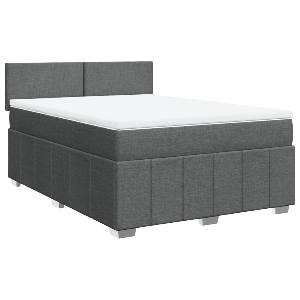 Sommier à lattes de lit avec matelas Gris foncé 140x200cm Tissu - XIOS