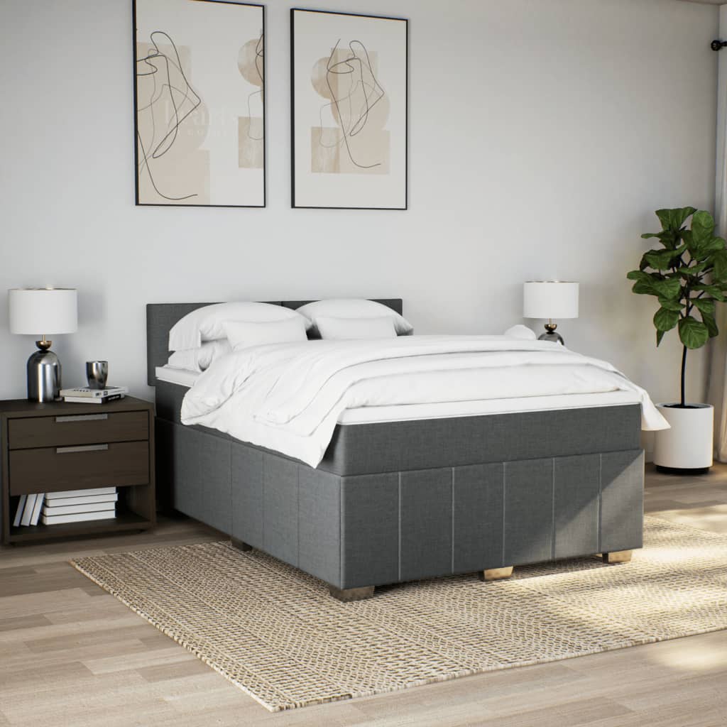 Sommier à lattes de lit avec matelas Gris foncé 140x200cm Tissu - XIOS