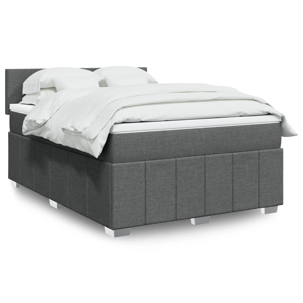Sommier à lattes de lit avec matelas Gris foncé 140x200cm Tissu - XIOS