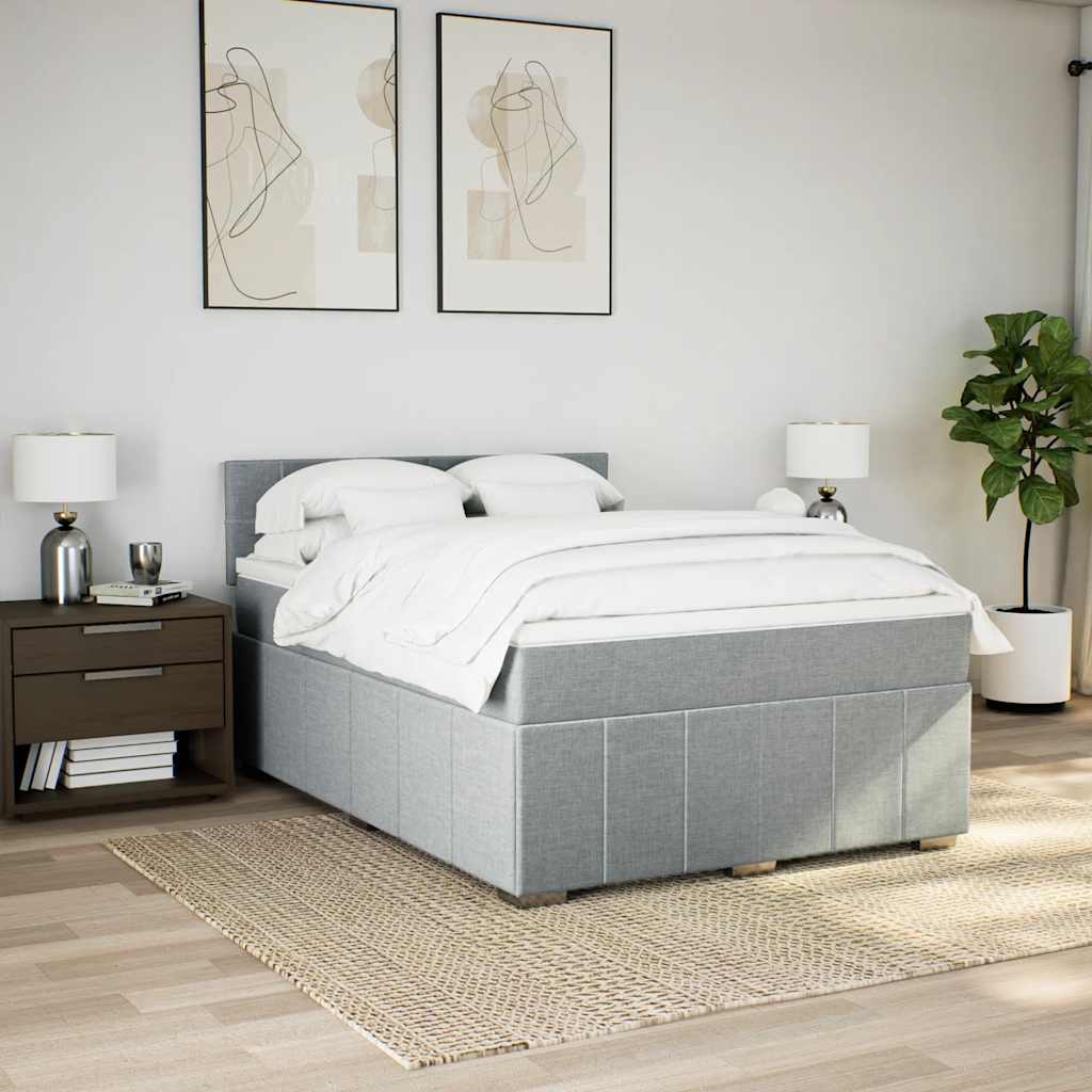 Sommier à lattes de lit avec matelas Gris clair 140x200cm Tissu - XIOS