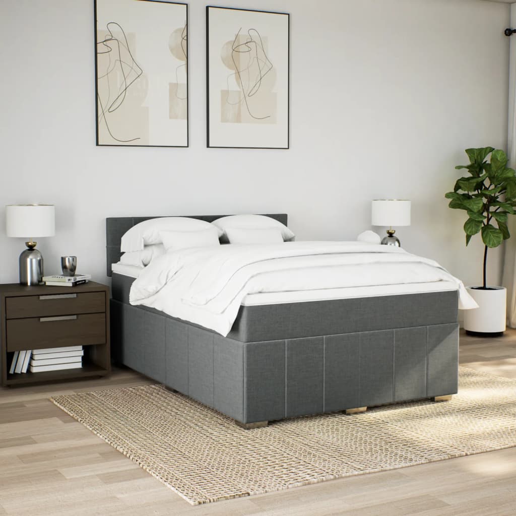 Sommier à lattes de lit avec matelas Gris foncé 140x200cm Tissu - XIOS