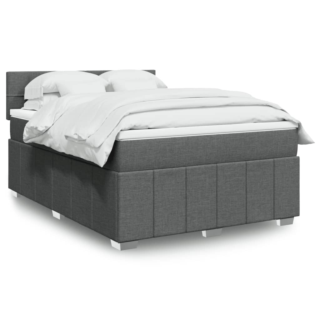 Sommier à lattes de lit avec matelas Gris foncé 140x200cm Tissu - XIOS