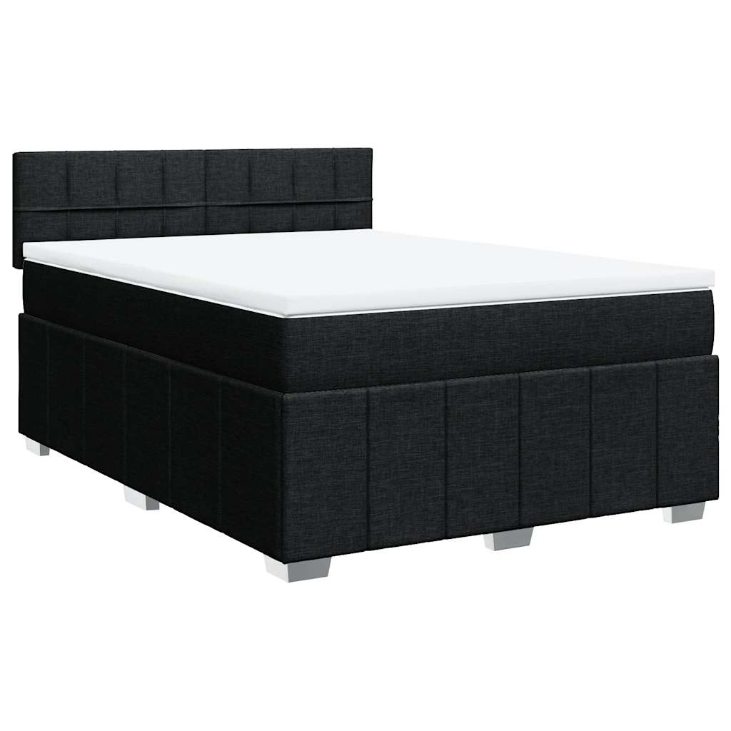 Sommier à lattes de lit avec matelas Noir 140x200 cm Tissu - XIOS