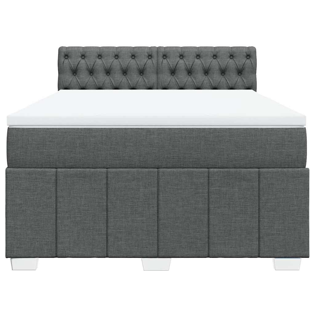 Sommier à lattes de lit avec matelas Gris foncé 140x200cm Tissu - XIOS