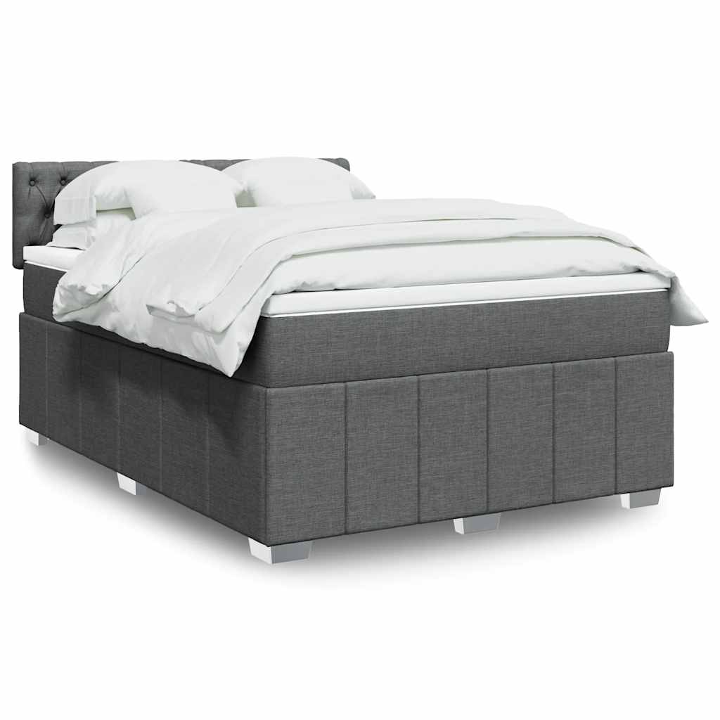 Sommier à lattes de lit avec matelas Gris foncé 140x200cm Tissu - XIOS