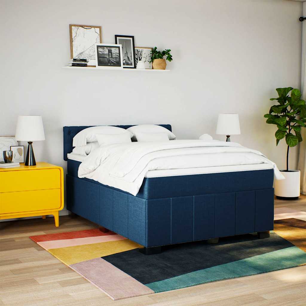 Sommier à lattes de lit avec matelas Bleu 140x200 cm Tissu - XIOS