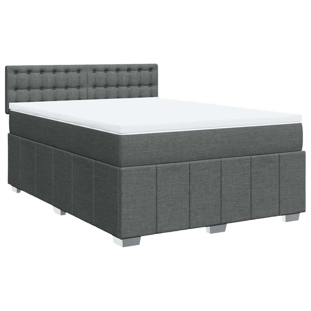 Sommier à lattes de lit avec matelas Gris foncé 140x200cm Tissu - XIOS