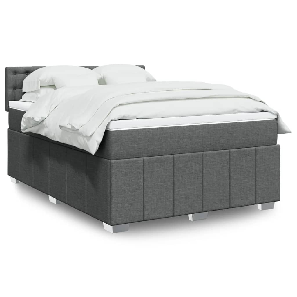 Sommier à lattes de lit avec matelas Gris foncé 140x200cm Tissu - XIOS