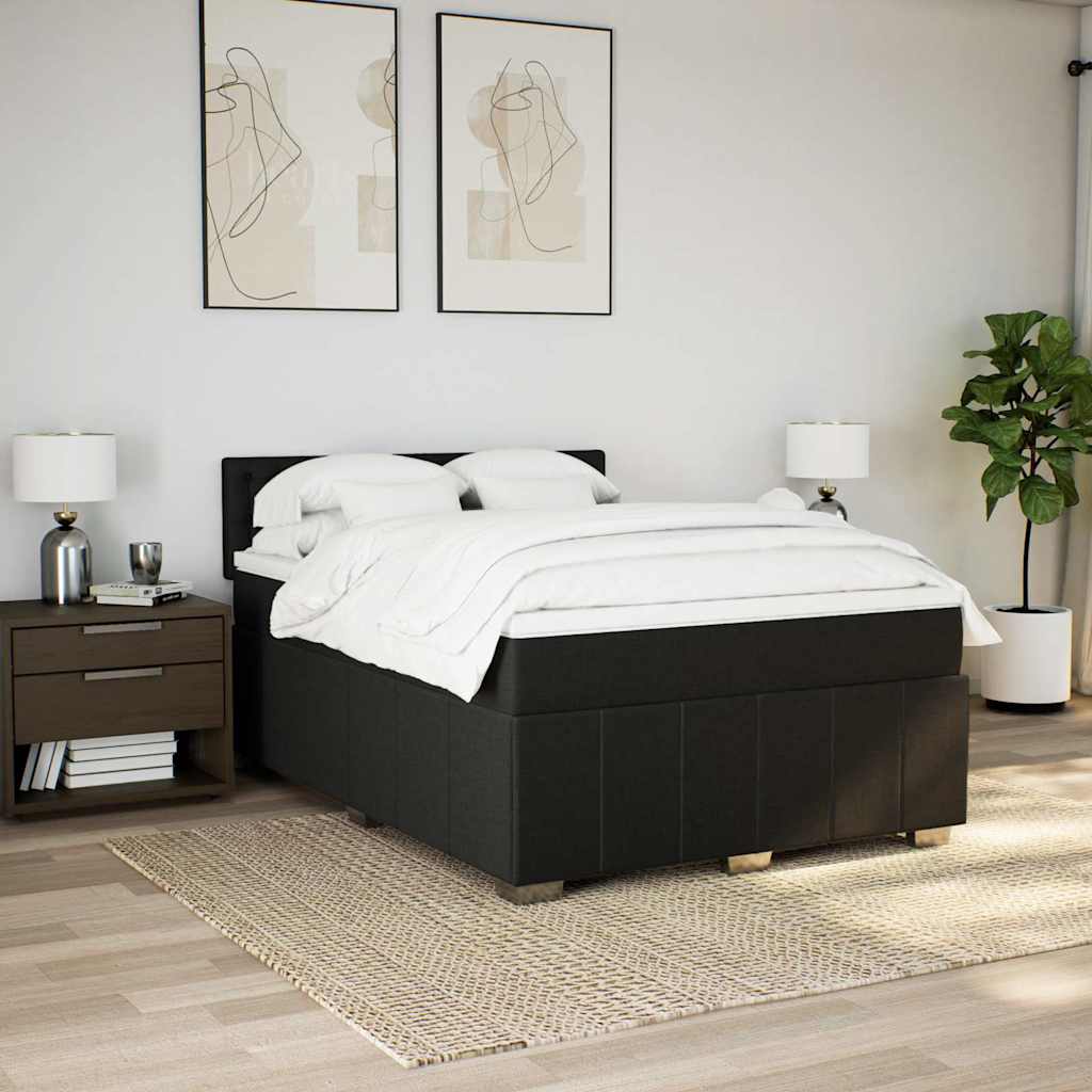 Sommier à lattes de lit avec matelas Noir 140x200 cm Tissu - XIOS