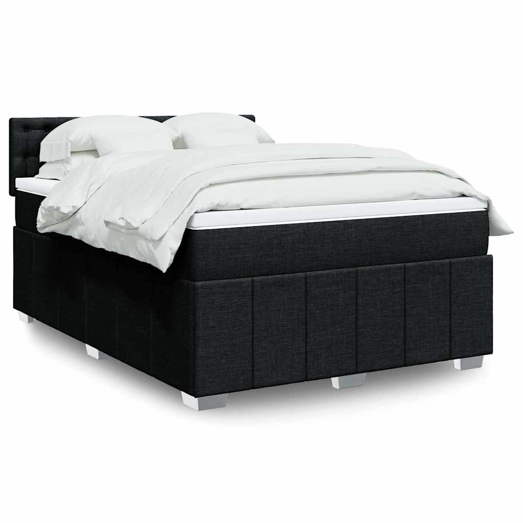 Sommier à lattes de lit avec matelas Noir 140x200 cm Tissu - XIOS