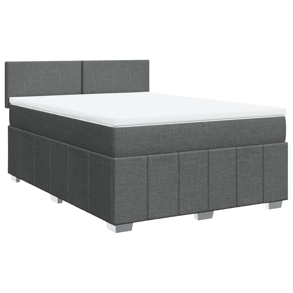 Sommier à lattes de lit avec matelas Gris foncé 160x200cm Tissu - XIOS