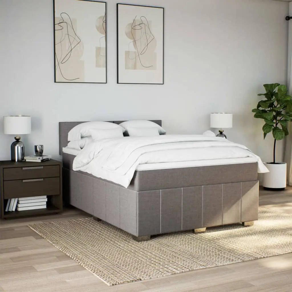 Sommier à lattes de lit avec matelas Taupe 160x200 cm Tissu - XIOS