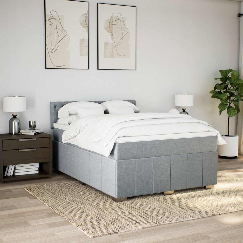 Sommier à lattes de lit avec matelas Gris clair 160x200cm Tissu - XIOS