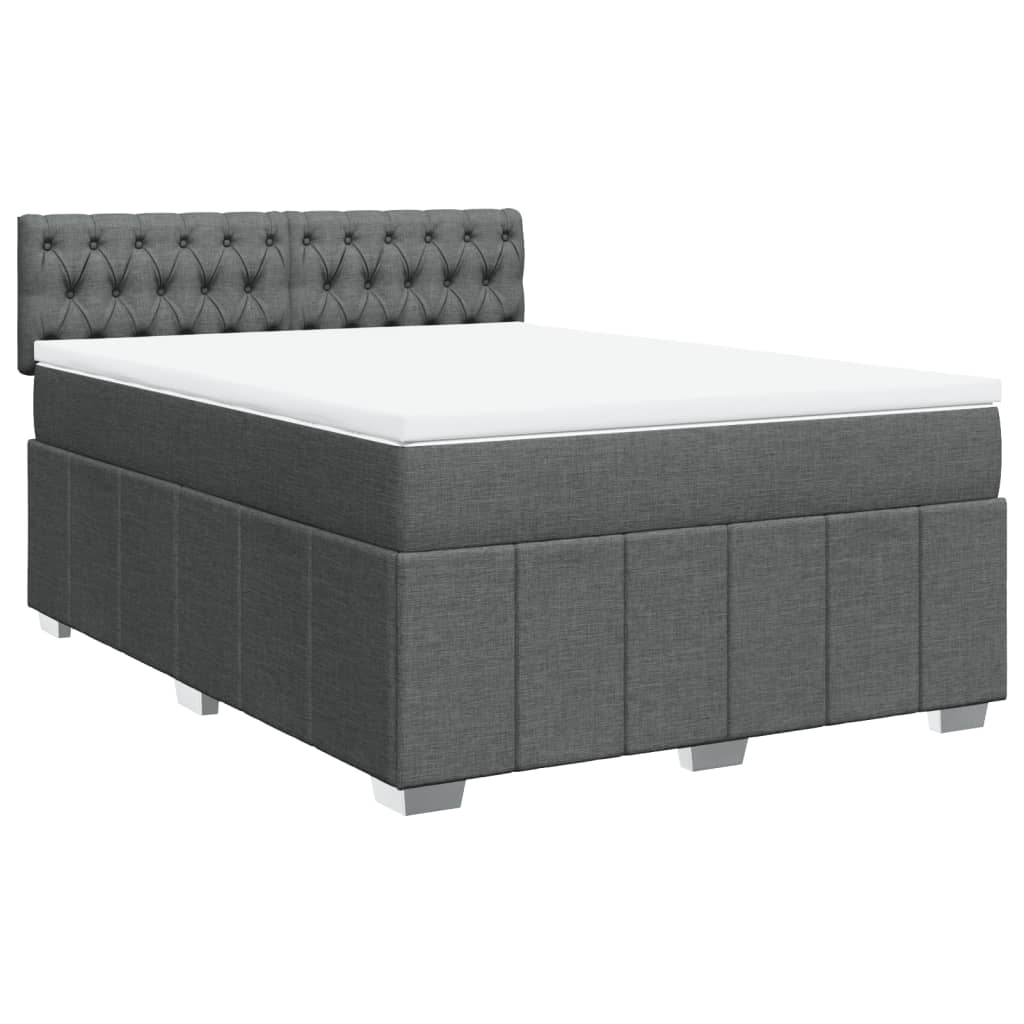 Sommier à lattes de lit avec matelas Gris foncé 160x200cm Tissu - XIOS