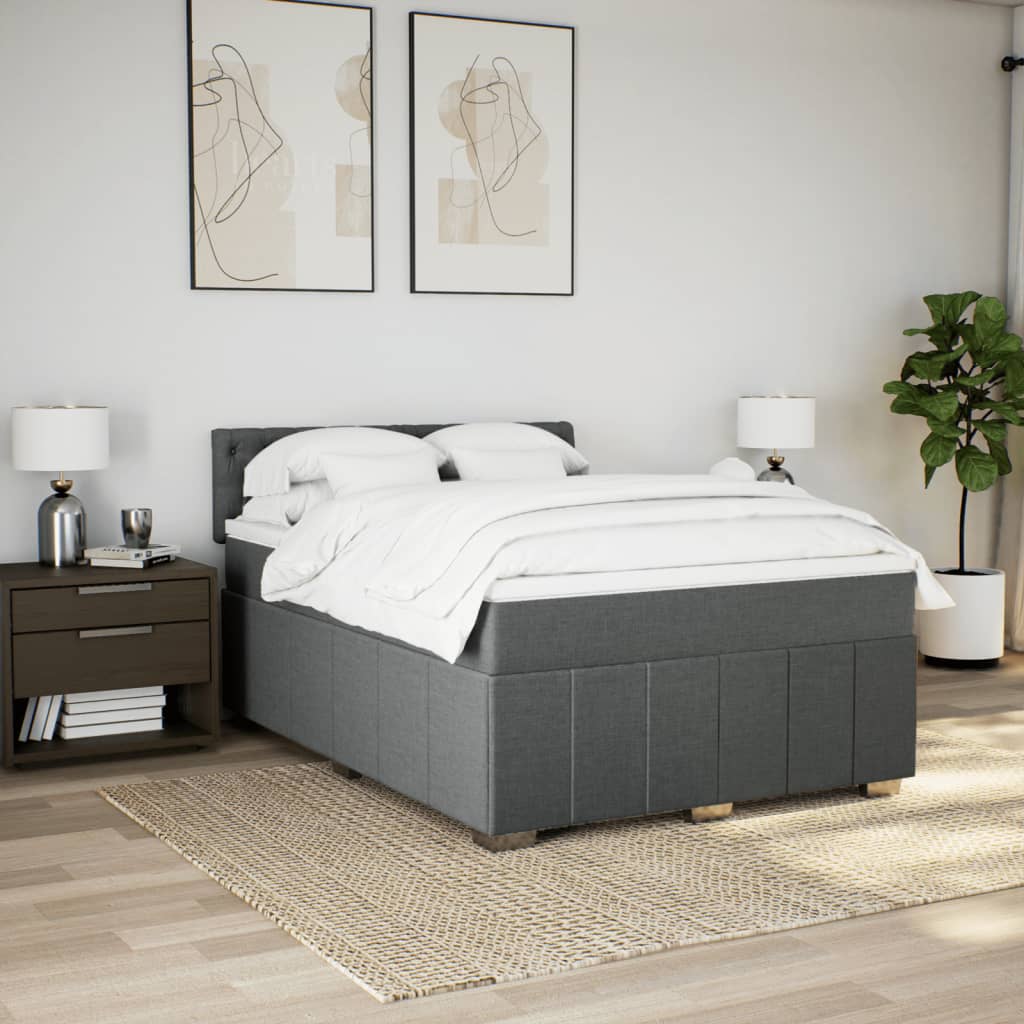 Sommier à lattes de lit avec matelas Gris foncé 160x200cm Tissu - XIOS