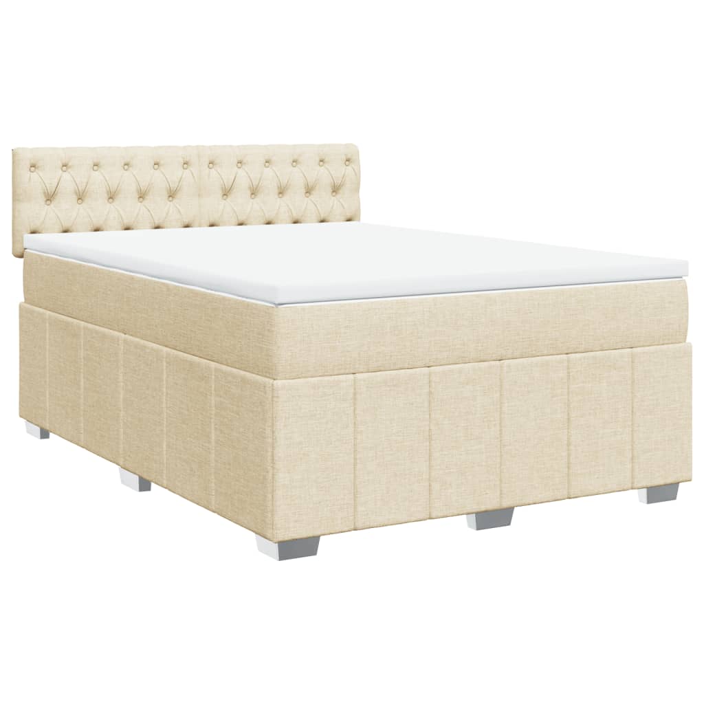 Sommier à lattes de lit avec matelas Crème 160x200 cm Tissu - XIOS