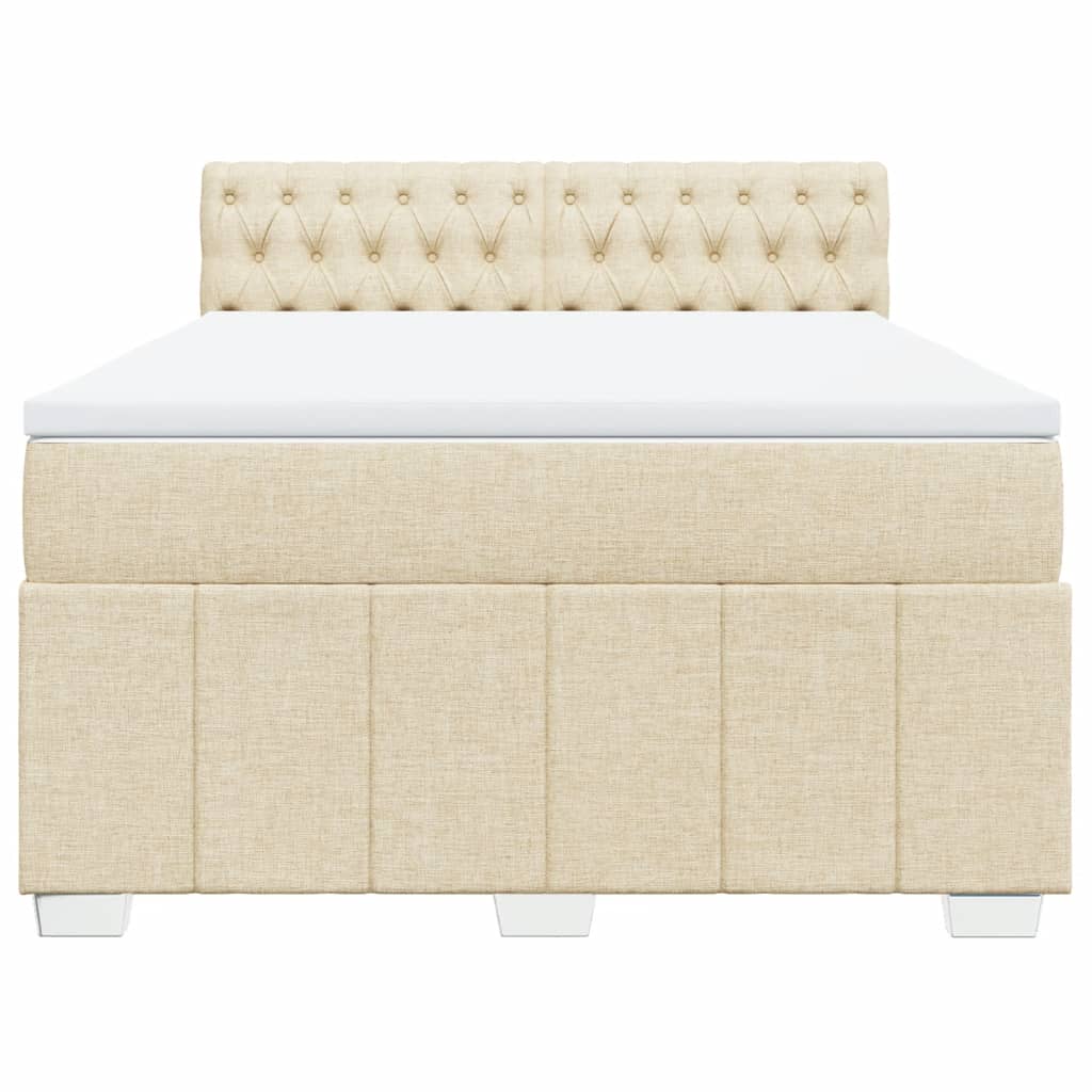 Sommier à lattes de lit avec matelas Crème 160x200 cm Tissu - XIOS