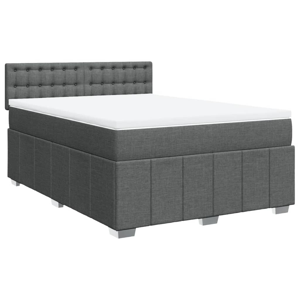 Sommier à lattes de lit avec matelas Gris foncé 160x200cm Tissu - XIOS