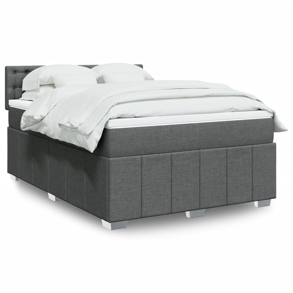 Sommier à lattes de lit avec matelas Gris foncé 160x200cm Tissu - XIOS