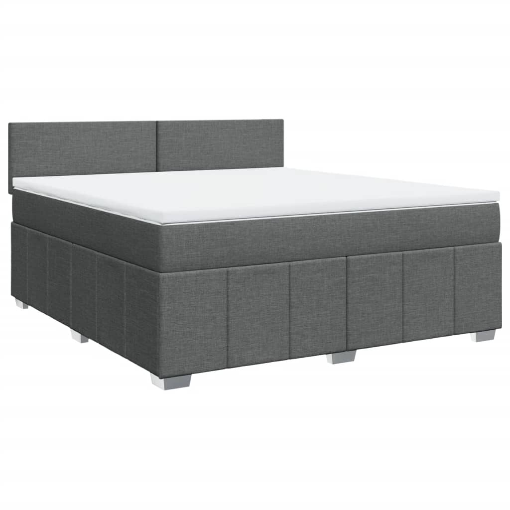Sommier à lattes de lit avec matelas Gris foncé 180x200cm Tissu - XIOS