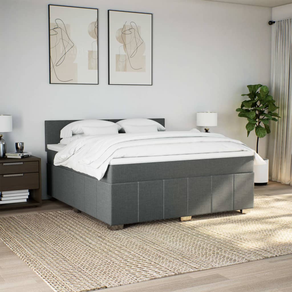 Sommier à lattes de lit avec matelas Gris foncé 180x200cm Tissu - XIOS