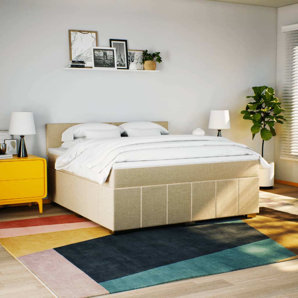 Sommier à lattes de lit avec matelas Crème 180x200 cm Tissu - XIOS