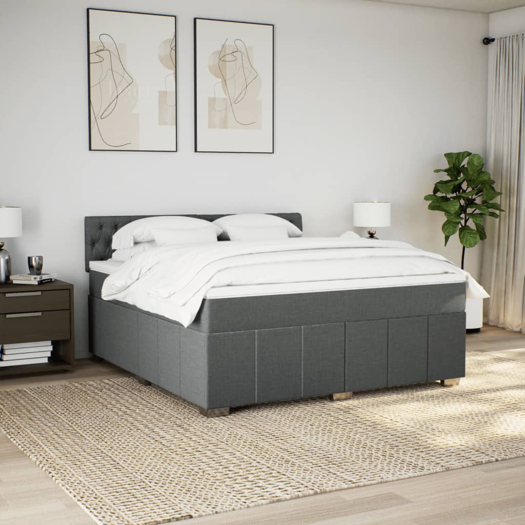 Sommier à lattes de lit avec matelas Gris foncé 180x200cm Tissu - XIOS