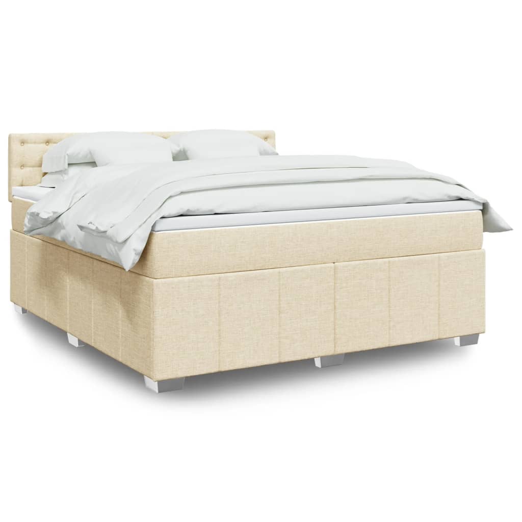 Sommier à lattes de lit avec matelas Crème 180x200 cm Tissu - XIOS
