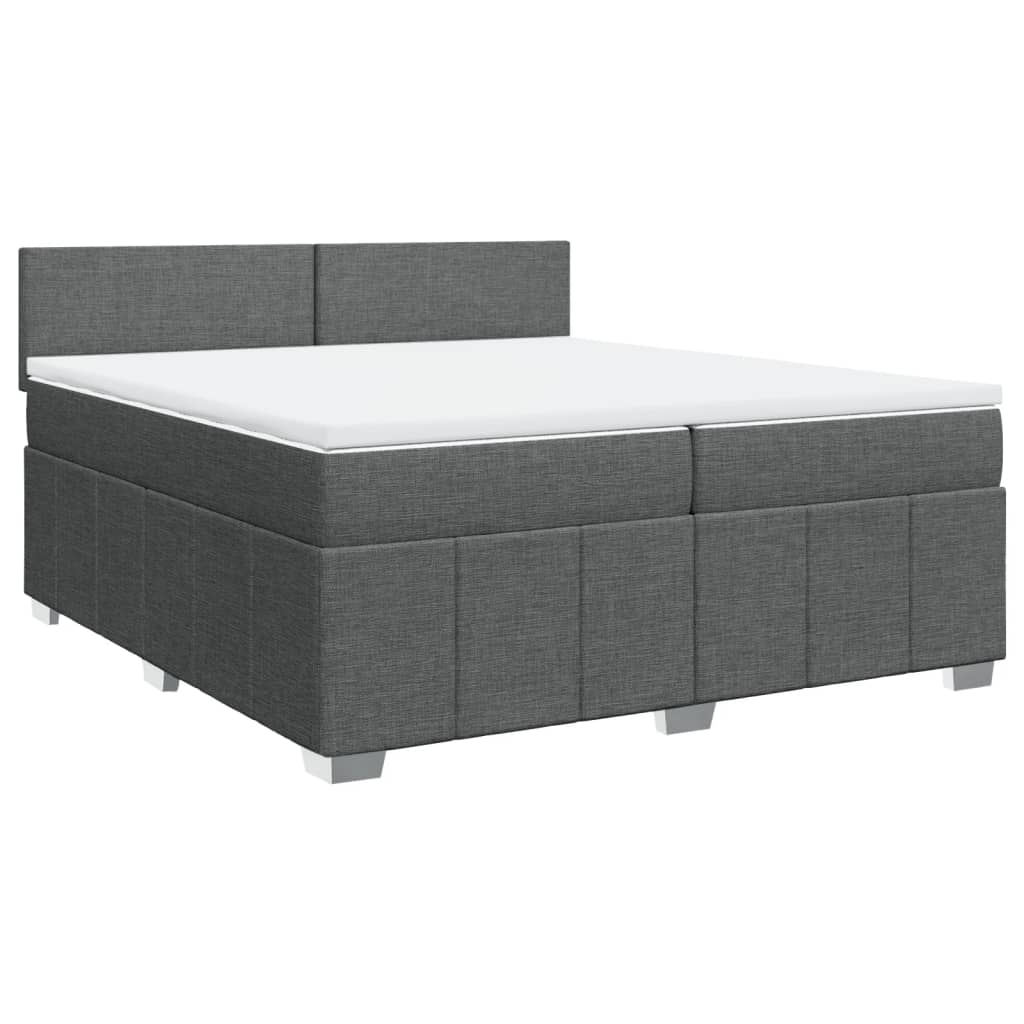 Sommier à lattes de lit avec matelas Gris foncé 200x200cm Tissu - XIOS