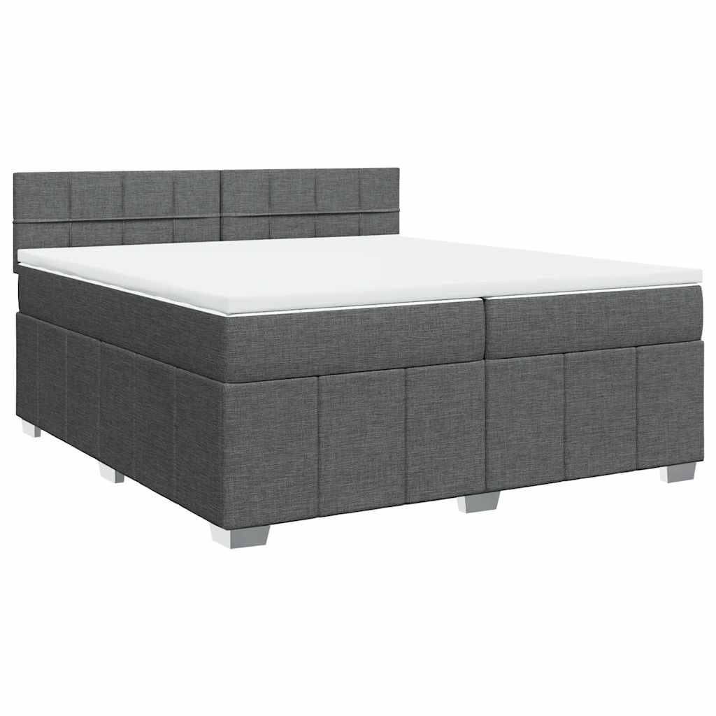 Sommier à lattes de lit avec matelas Gris foncé 200x200cm Tissu - XIOS