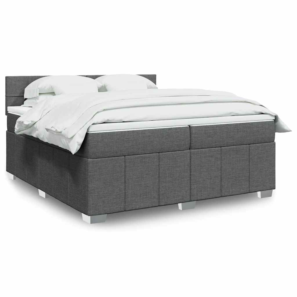 Sommier à lattes de lit avec matelas Gris foncé 200x200cm Tissu - XIOS