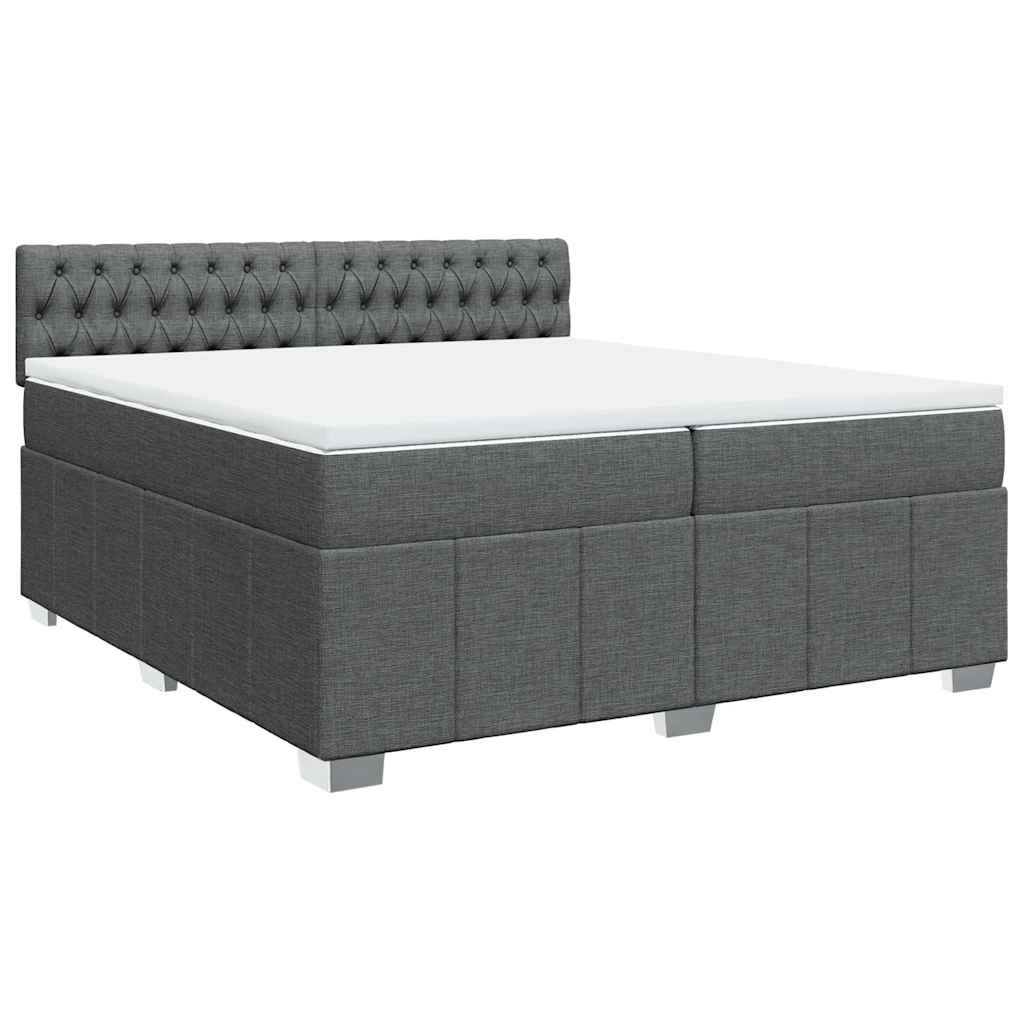 Sommier à lattes de lit avec matelas Gris foncé 200x200cm Tissu - XIOS