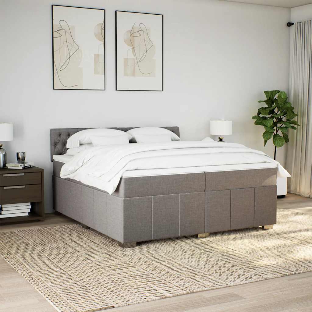 Sommier à lattes de lit avec matelas Taupe 200x200 cm Tissu - XIOS