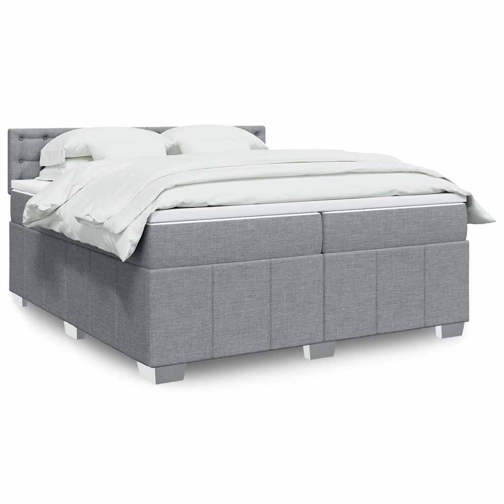 Sommier à lattes de lit avec matelas Gris clair 200x200cm Tissu - XIOS