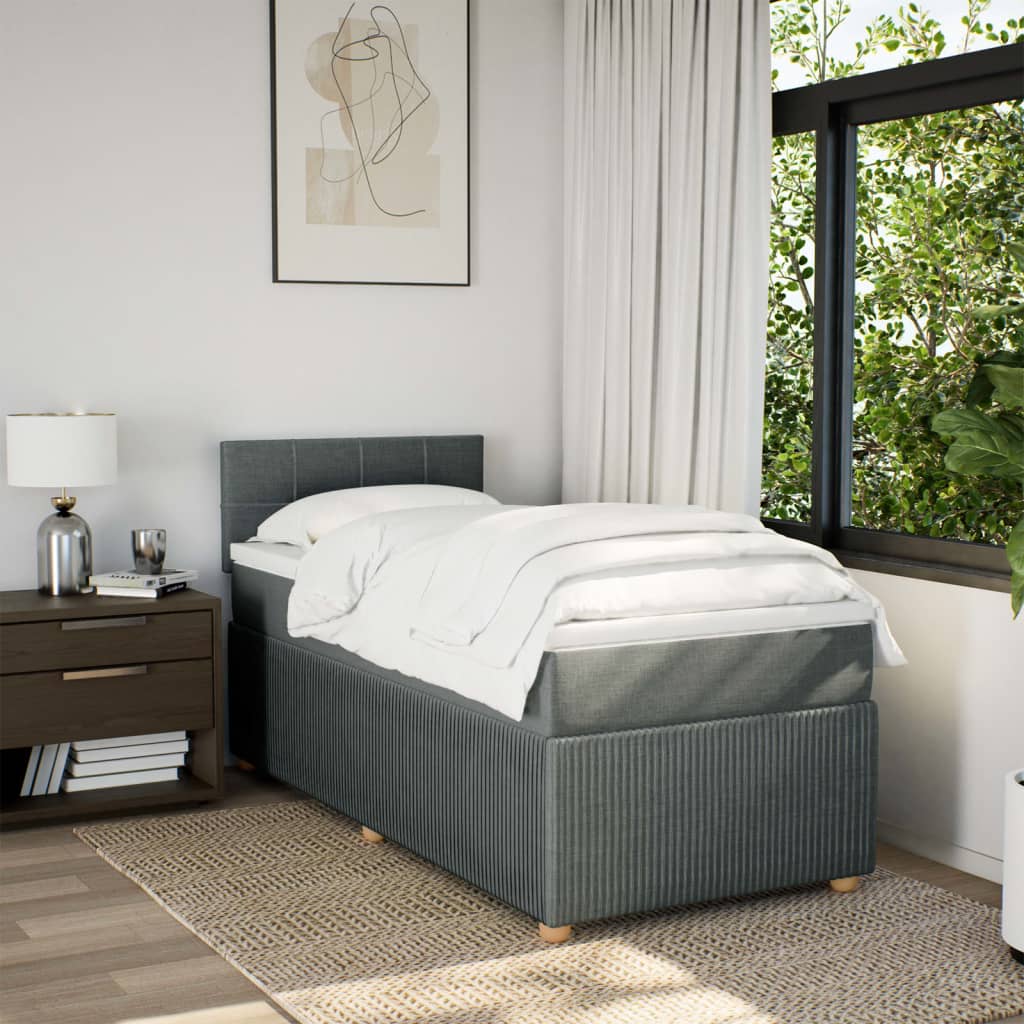 Sommier à lattes de lit avec matelas Gris foncé 80x200 cm Tissu - XIOS