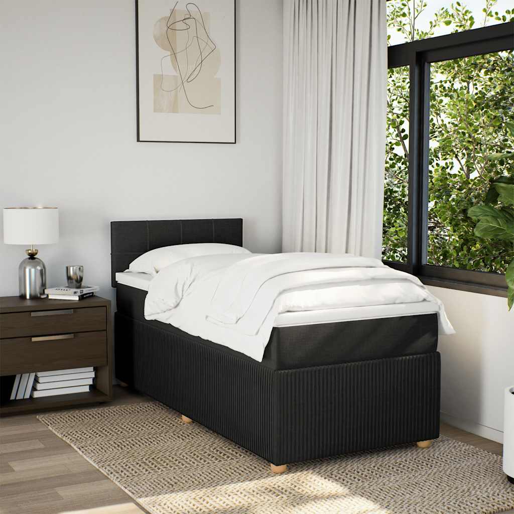 Sommier à lattes de lit et matelas Noir 80x200 cm Tissu - XIOS