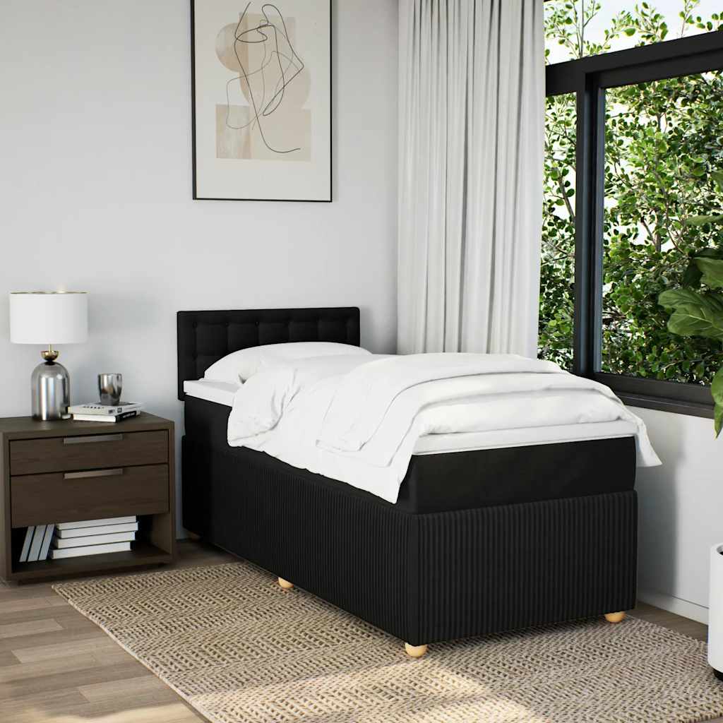 Sommier à lattes de lit et matelas Noir 80x200 cm Tissu - XIOS
