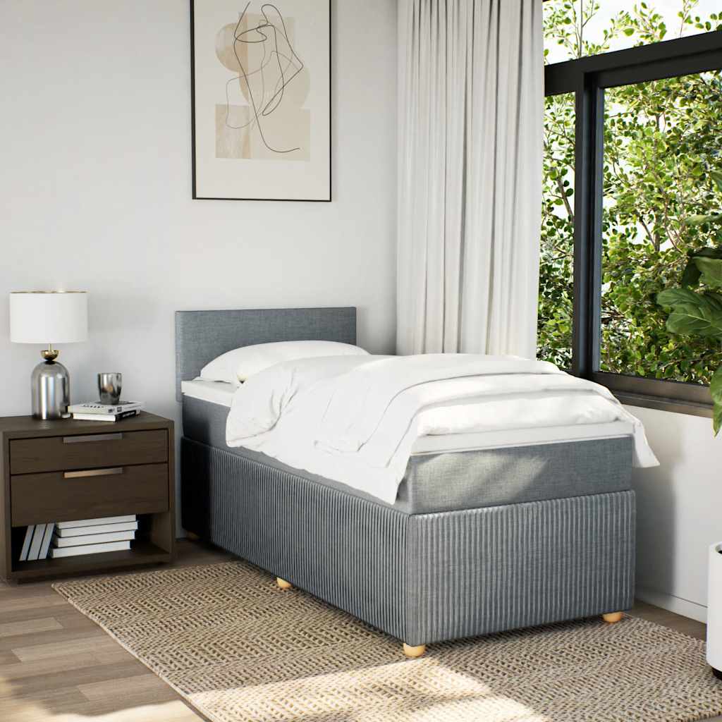 Sommier à lattes de lit et matelas Gris clair 90x190 cm Tissu - XIOS