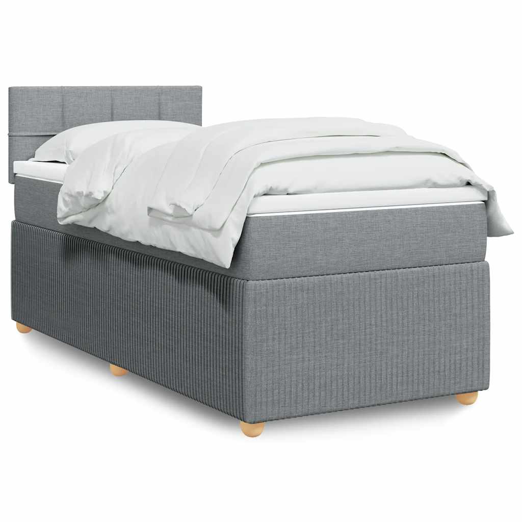 Sommier à lattes de lit et matelas Gris clair 90x190 cm Tissu - XIOS